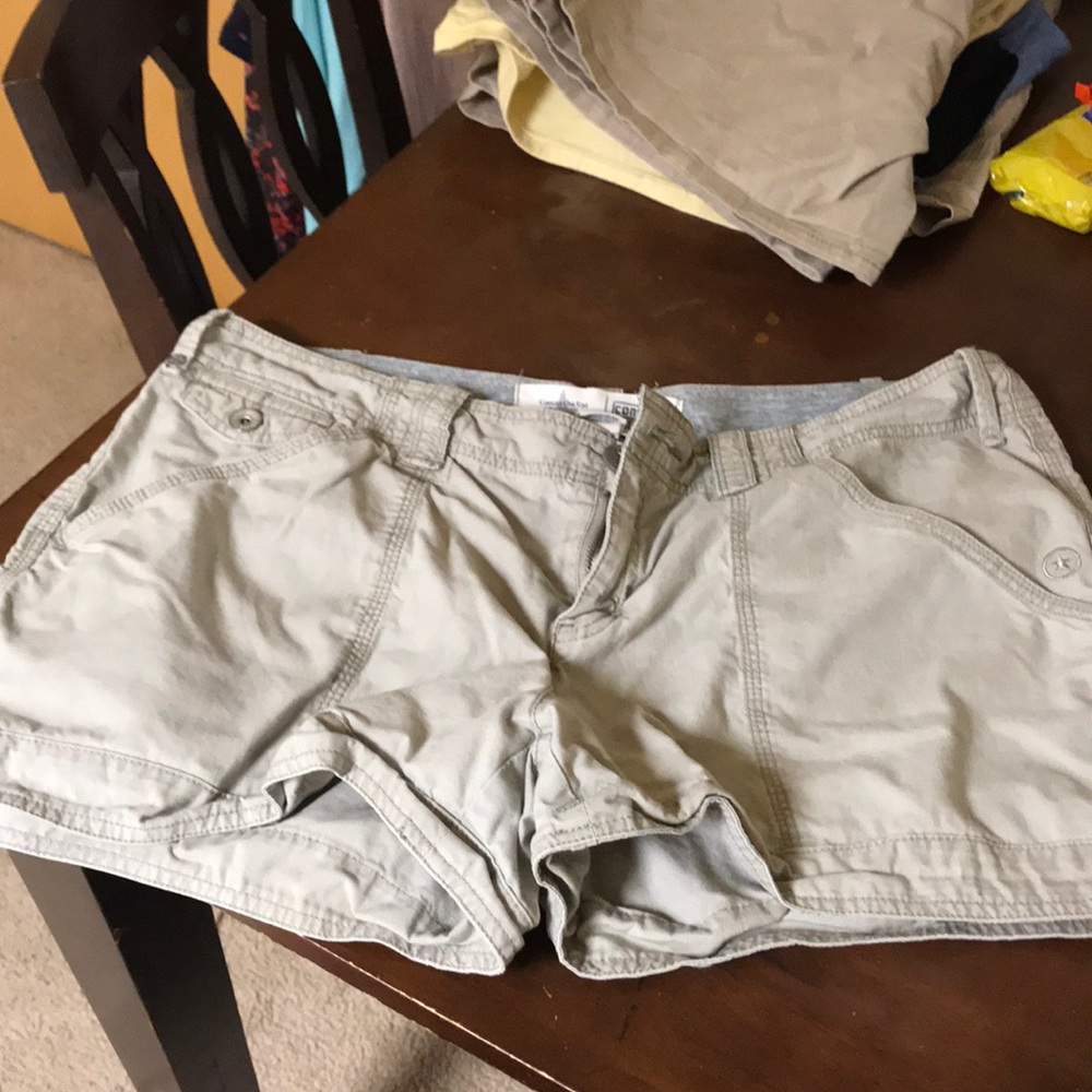 Khaki shorts- converse